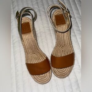 Tory Burch Brown Espadrilles with Jute Sole and Ankle Strap